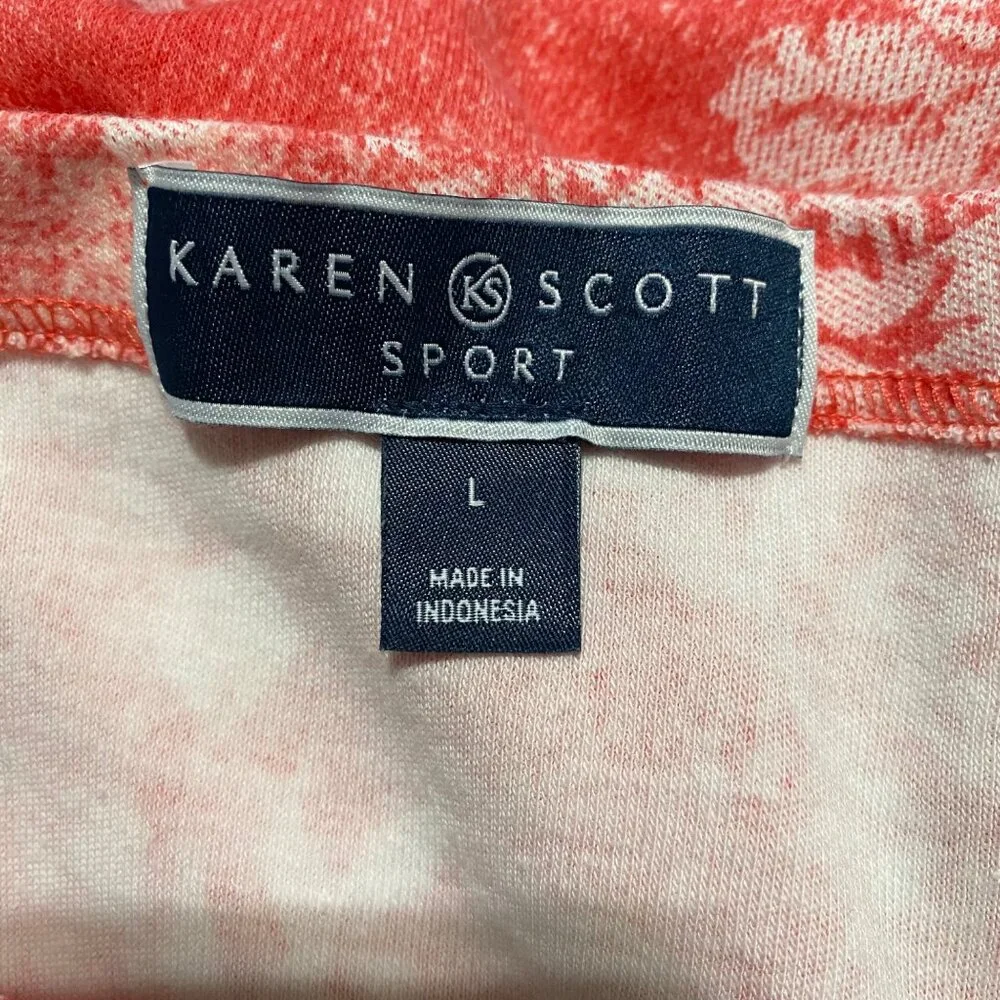 Karen Scott Sport Dress L Floral Print‎ Stretch Casual Lounge Summer Cottagecore